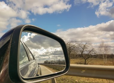 Road in car mirror clipart