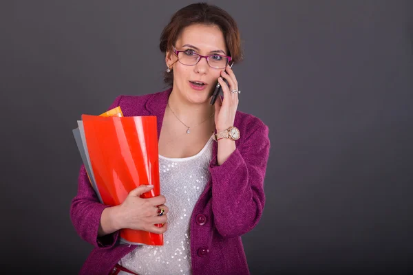 Young busy business woman. — Stock Photo, Image