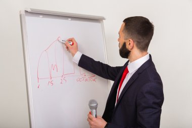 İş coach blackboard işaretçiyi üzerinde yazıyor