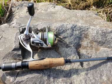 İplik Balık tutma bir taş üzerinde yatıyor