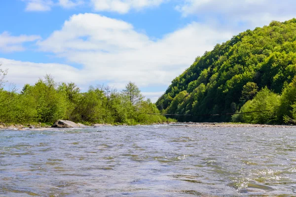 Superbe paysage sur la rivière de montagne. Vacances d'été et holi — Photo