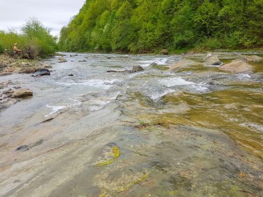 Muhteşem sahne dağ Nehri üzerinde. Yaz tatil ve bayram
