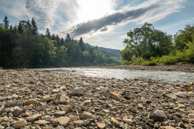 Muhteşem dağ nehri. Büyüleyici bir doğa.
