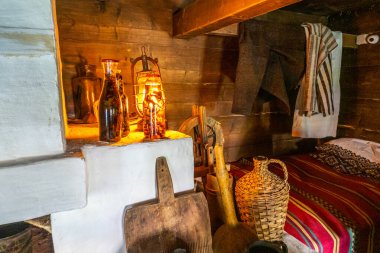 Karpatlar 'ın evlerinin iç kısımları.