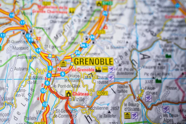 Grenoble Europe Map — 图库照片