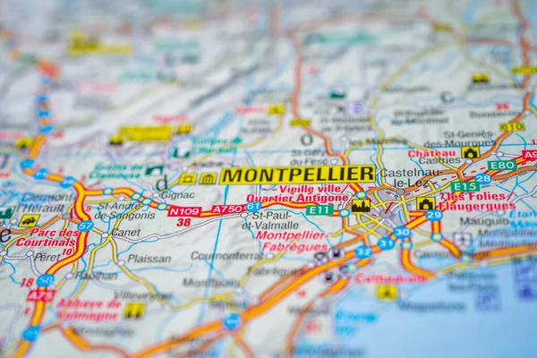 Montpellier Avrupa Haritasında — Stok fotoğraf