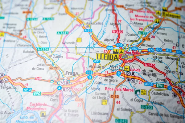 Lleida Europakartan — Stockfoto