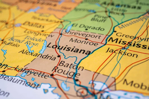Louisiana Stát Mapě Usa — Stock fotografie