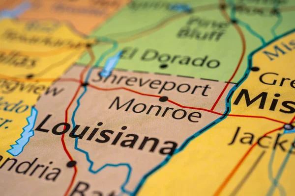 Louisiana state on the map of USA