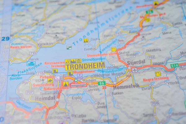 Trondheim Sur Carte Europe — Photo
