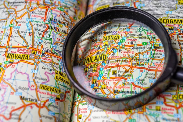 Milano Európa Térképen — Stock Fotó