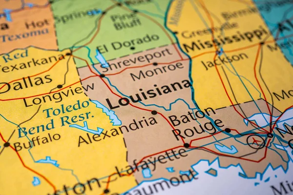 Louisiana Estado Mapa Estados Unidos América — Fotografia de Stock