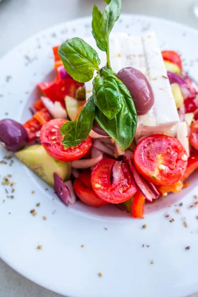 Ensalada Queso Tomate Antecedentes Alimenticios —  Fotos de Stock