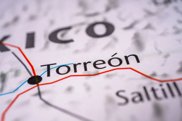 Torreon Sulla Mappa Messico — Foto Stock