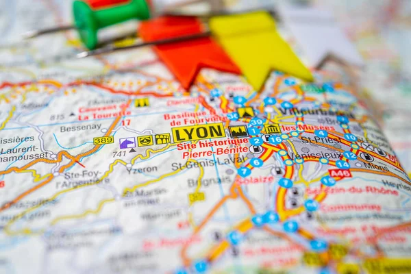 Lyon Mapa Europa — Foto de Stock