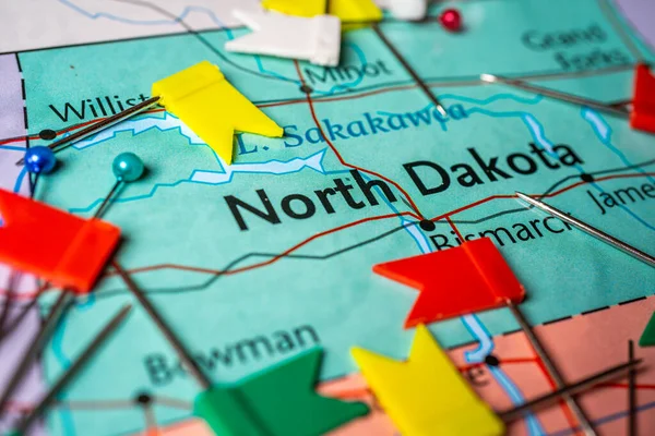 North Dakota Kaart Van Verenigde Staten — Stockfoto