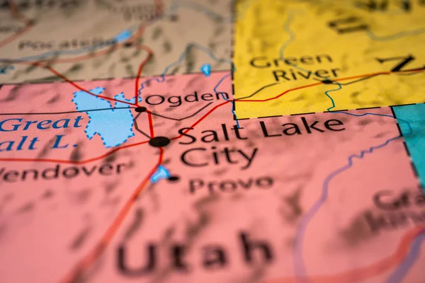Salt Lake City Στο Χάρτη Των Ηπα — Φωτογραφία Αρχείου
