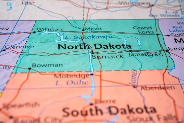 Dakota Del Nord Sulla Mappa Usa — Foto Stock