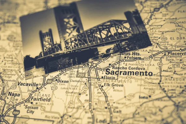 Sacramento Usa Mapa Viaje Fondo — Foto de Stock