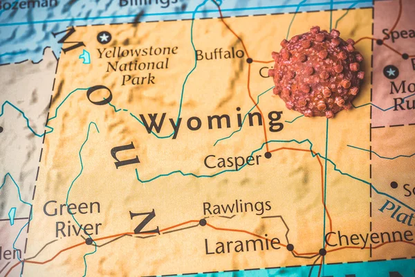 Wyoming Coronavirus Karta Bakgrund — Stockfoto