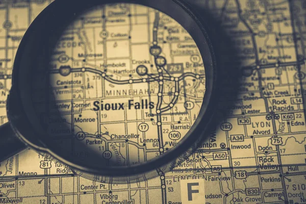 Mapa Podróży Sioux Falls Stany Zjednoczone — Zdjęcie stockowe