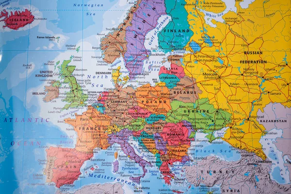 Alta Mappa Politica Dettagliata Dell Europa — Foto Stock