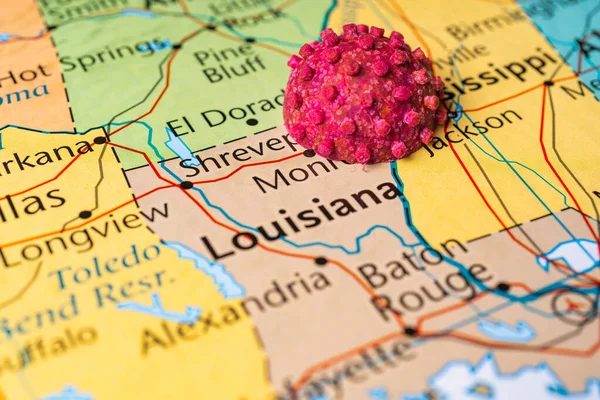 Louisiana Pozadí Koronavirové Mapy — Stock fotografie