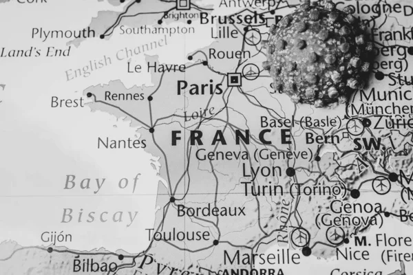 フランスのコロナウイルス地図の背景 — ストック写真