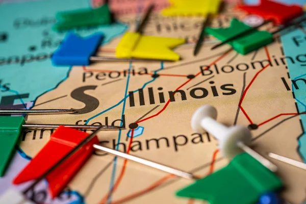 Illinois Állam Usa Térképen — Stock Fotó