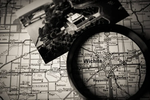 Whichita Usa Mapa Viaje Fondo — Foto de Stock