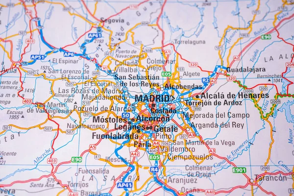 Madrid Sulla Mappa Europa — Foto Stock