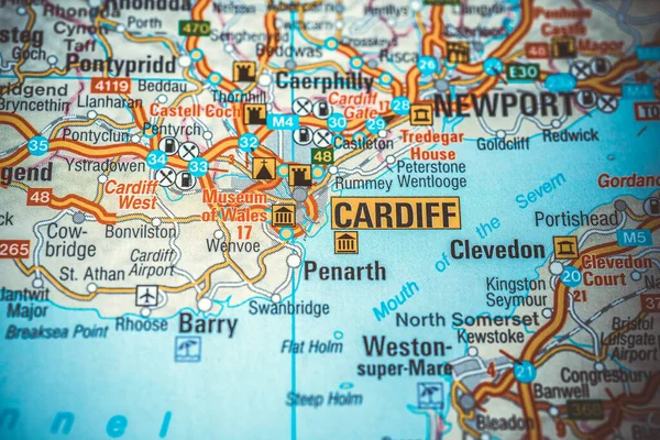 Cardiff Inglaterra Mapa Europa — Fotografia de Stock