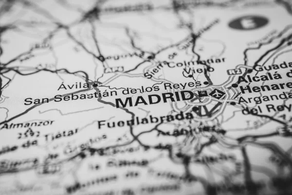 Madrid Sulla Mappa Europa — Foto Stock