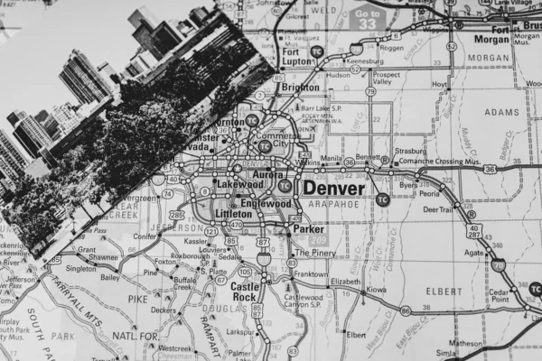 Denver Verenigde Staten Reis Kaart Achtergrond — Stockfoto