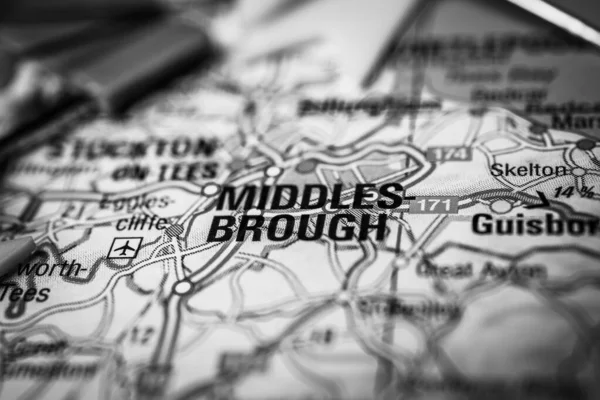 Middlesbrough Sobre Mapa Europa — Fotografia de Stock