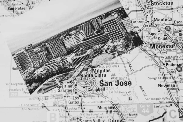 San Jose Eua Mapa Viagem Fundo — Fotografia de Stock