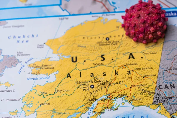 Alaska Fondo Del Mapa Coronavirus — Foto de Stock