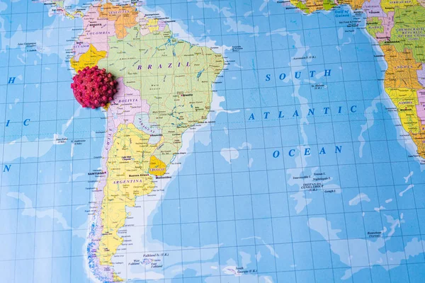 Zuid Amerika Coronavirus Kaart Achtergrond — Stockfoto