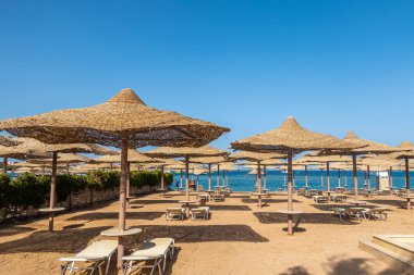 Deniz kıyısındaki bir tatil köyünde güzel bir sahil