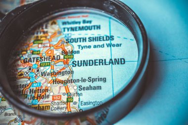Sunderland on a map of Europe background clipart