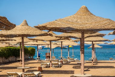 Deniz kıyısındaki bir tatil köyünde güzel bir sahil