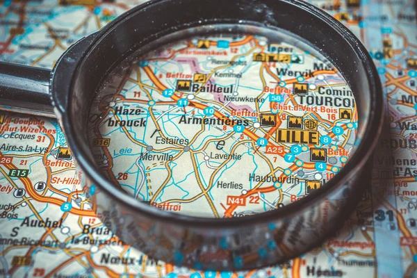 Lille Európai Háttér Térképen — Stock Fotó
