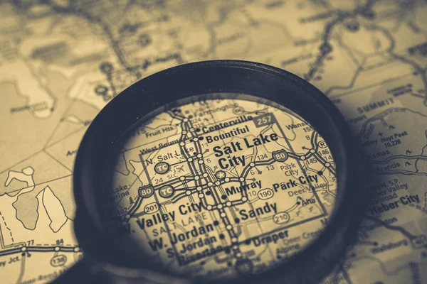 Місто Солоного Озера Падає Карту Подорожі — стокове фото