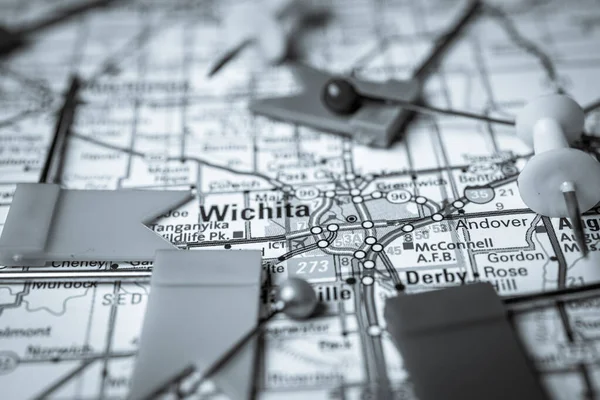 Wichita Mapa Dos Eua — Fotografia de Stock