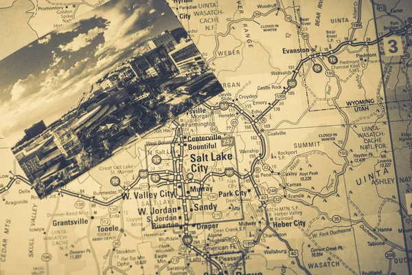 Salt Lake City Falls สหร ฐอเมร แผนท การเด นทางพ นหล — ภาพถ่ายสต็อก