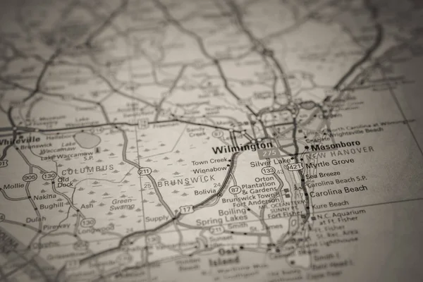 Wilmington Sullo Sfondo Della Mappa Viaggio Usa — Foto Stock