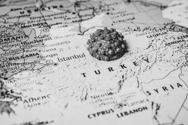 Turquie Sur Fond Carte Coronavirus — Photo