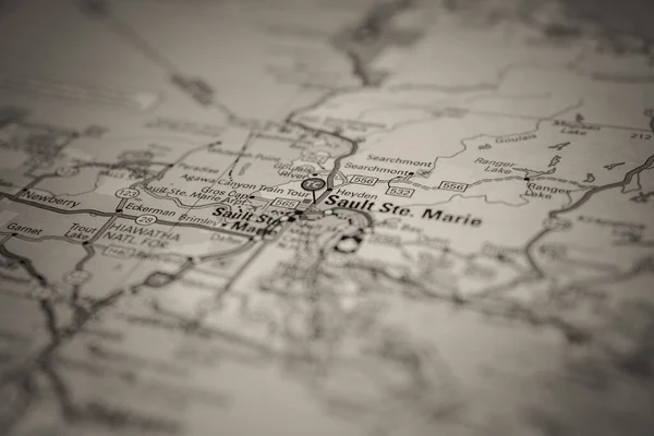 ソール マリー アメリカ旅行地図 — ストック写真