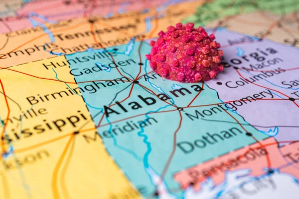 Alabama Pozadí Koronavirové Mapy — Stock fotografie