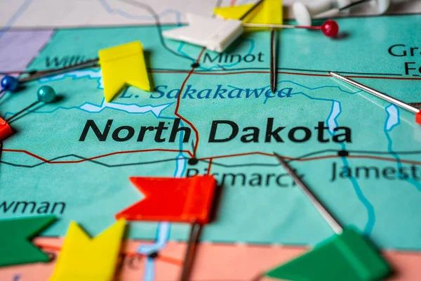 Dakota Del Nord Sulla Mappa Usa — Foto Stock